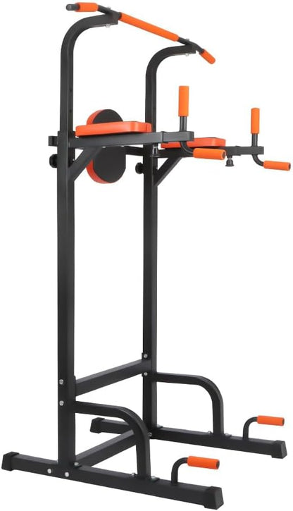 Adjustable Power Tower Dip Station, Heavy Duty Freestanding Pull Up Bar Station for Home Gym