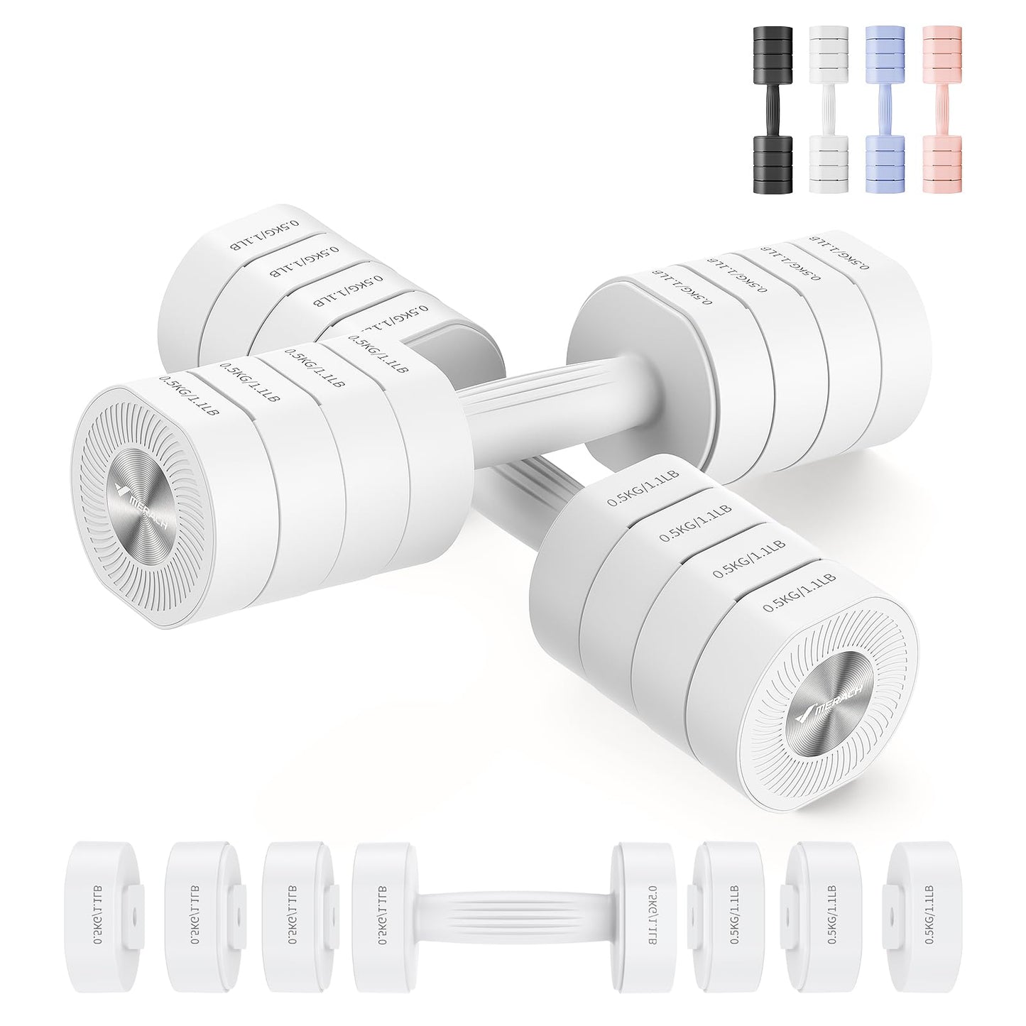 Adjustable Dumbbell Set of 2, 4 in 1 Hand Weights for Men/Women at Home