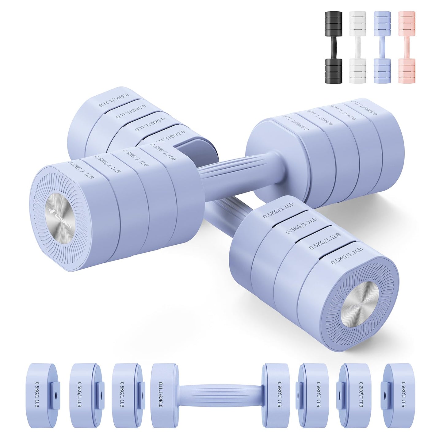 Adjustable Dumbbell Set of 2, 4 in 1 Hand Weights for Men/Women at Home