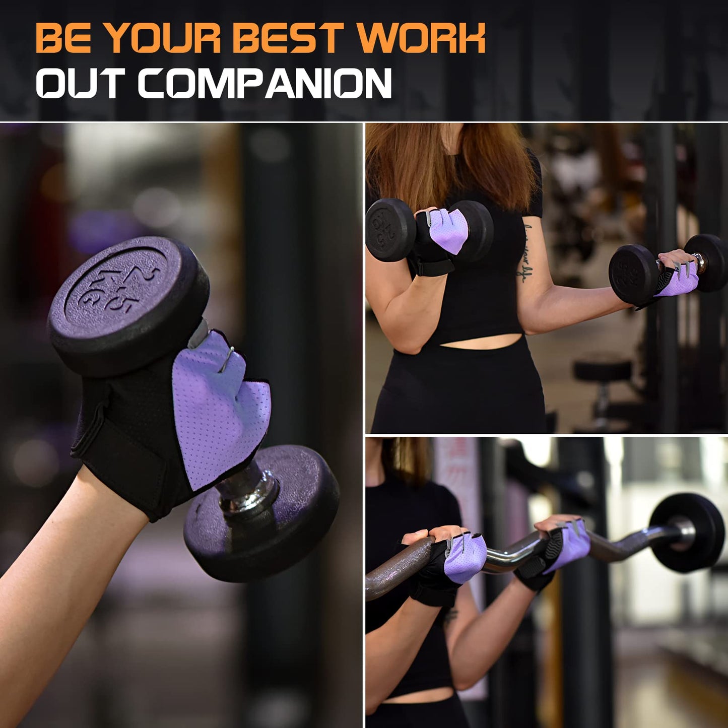 Gym Gloves, Workout Gloves, Fingerless Gloves for Weightlifting
