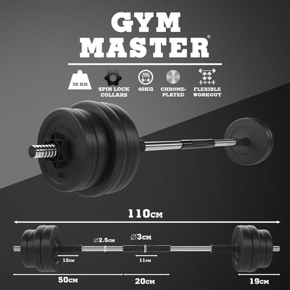 30kg Adjustable Dumbbell Barbell Weight Set