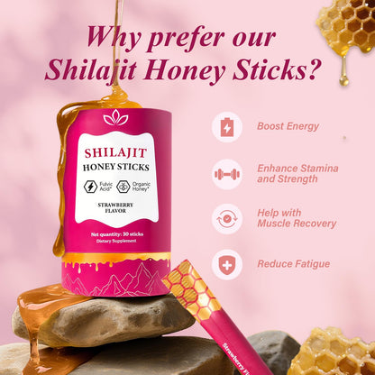 Shilajit Honey Sticks for Women - Hormone Balance & Natural Energy Booster 30 Servings