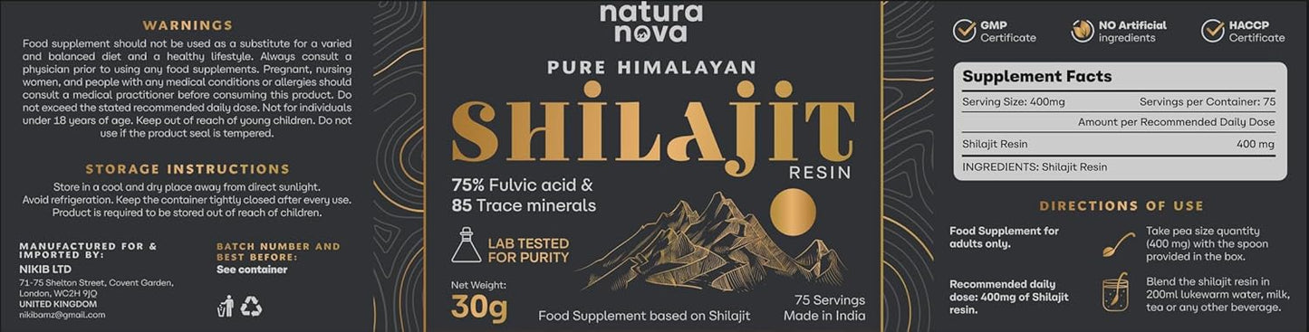 Pure Himalayan Shilajit Resin - 100% Natural | 70 Servings for Energy Boost, Immune Support
