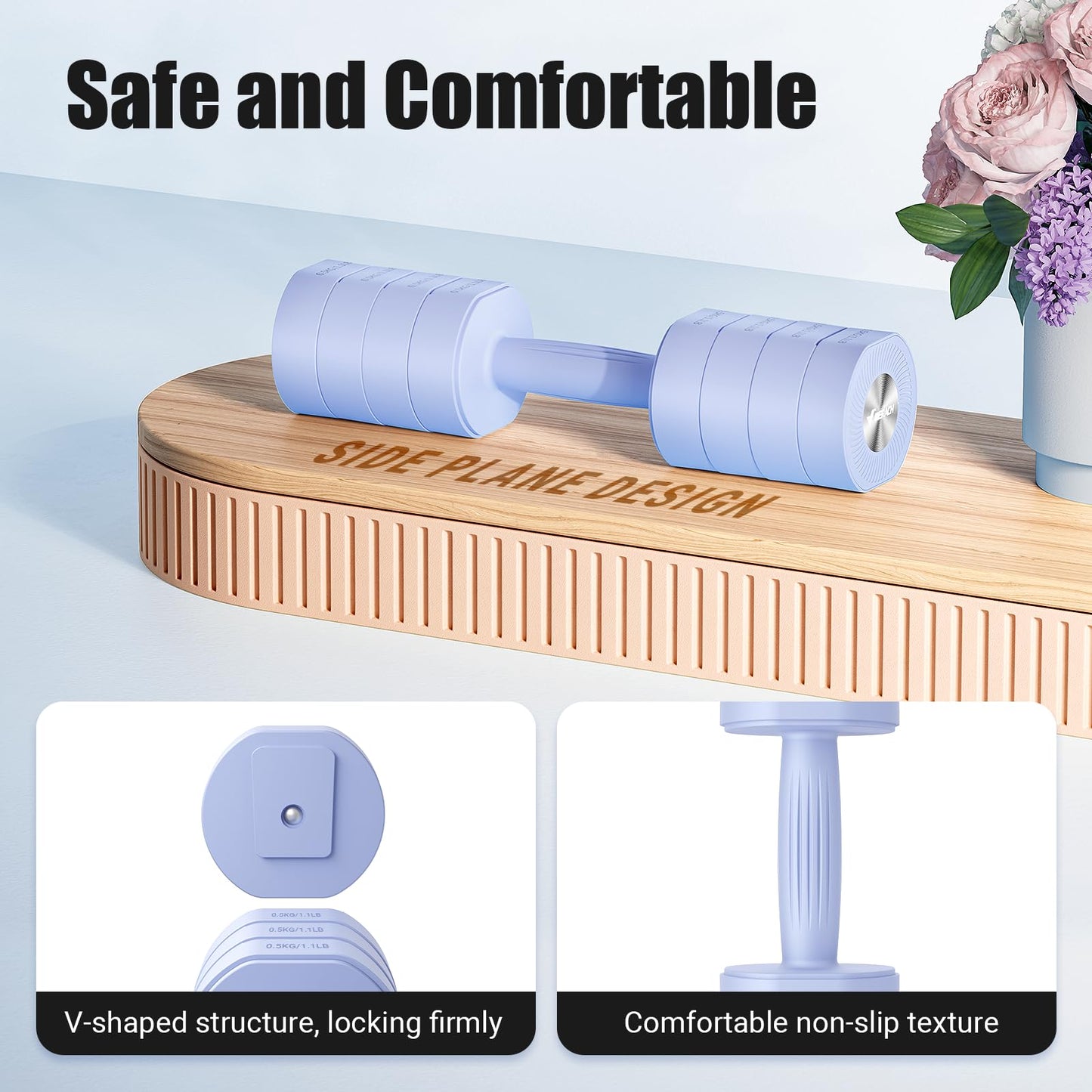 Adjustable Dumbbell Set of 2, 4 in 1 Hand Weights for Men/Women at Home