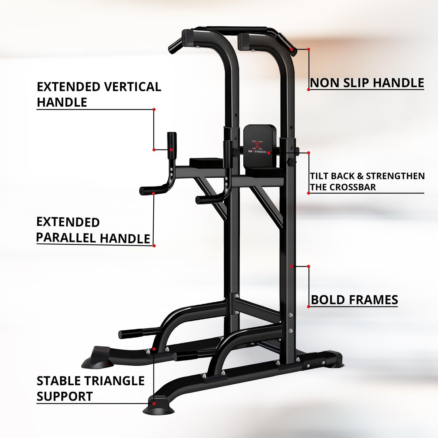 Max Strength Pull Up Bar Dip Station for Home Gym