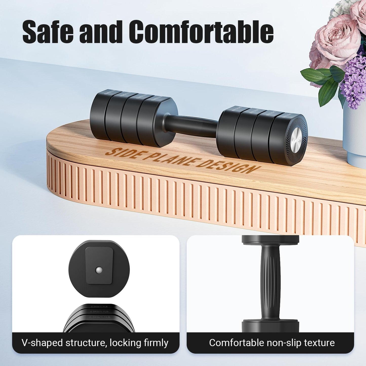 Adjustable Dumbbell Set of 2, 4 in 1 Hand Weights for Men/Women at Home