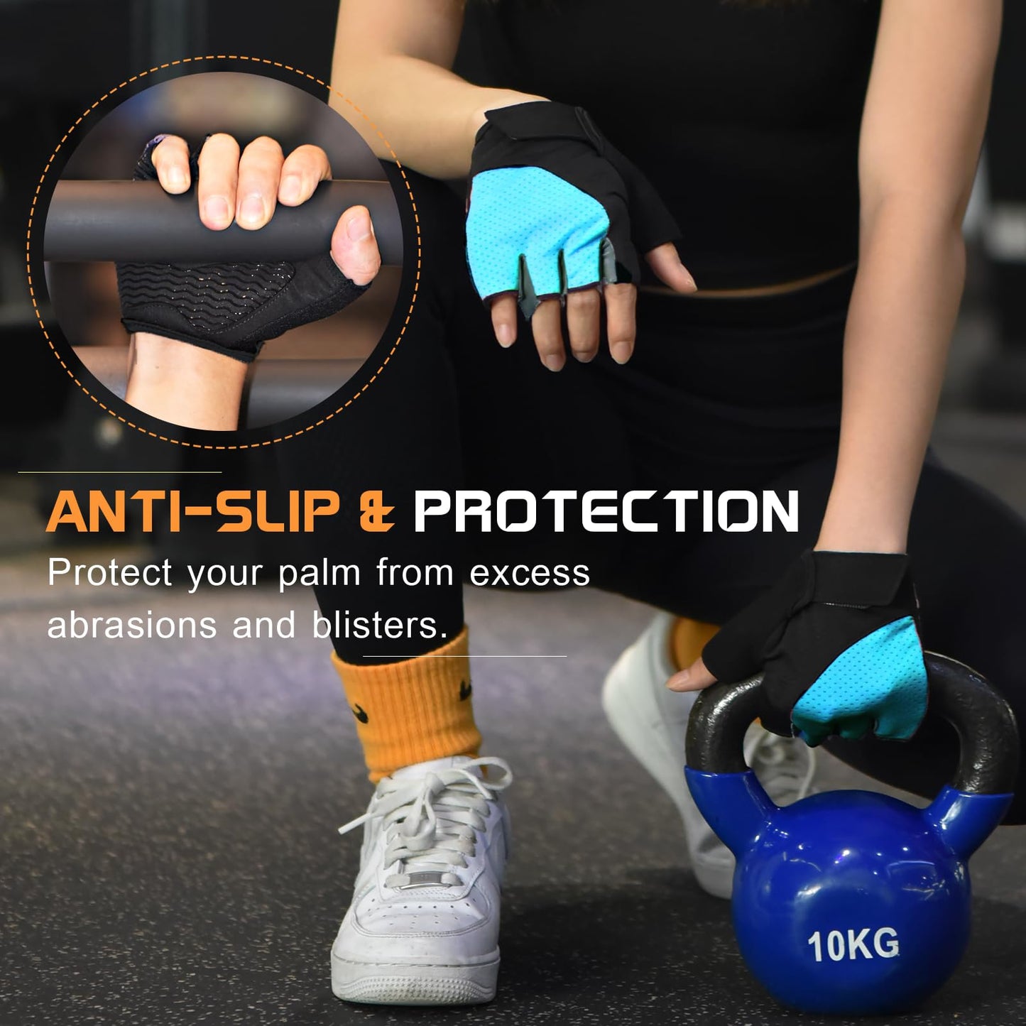 Gym Gloves, Workout Gloves, Fingerless Gloves for Weightlifting