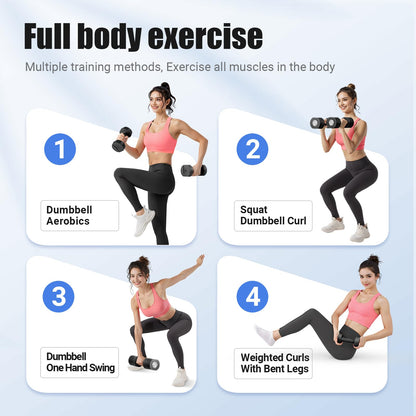 Adjustable Dumbbell Set of 2, 4 in 1 Hand Weights for Men/Women at Home