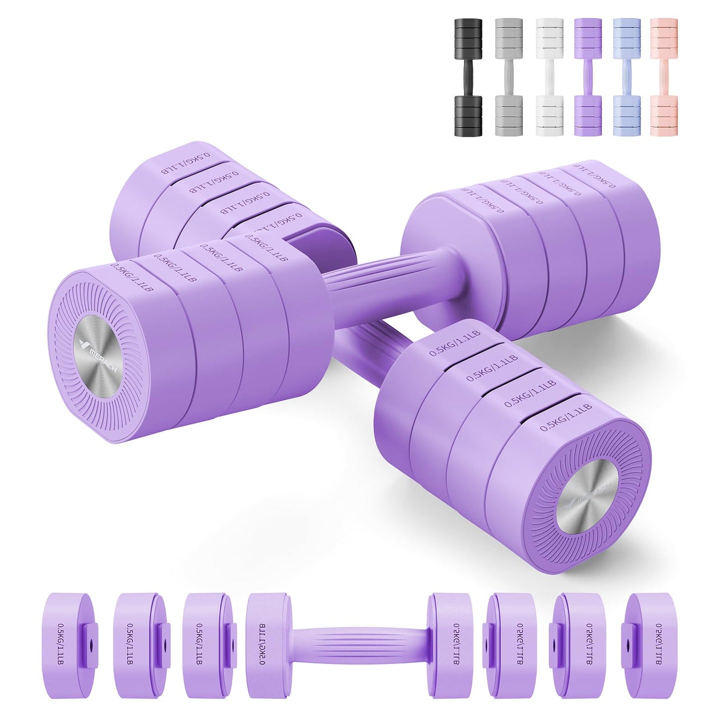 Adjustable Dumbbell Set of 2, 4 in 1 Hand Weights for Men/Women at Home
