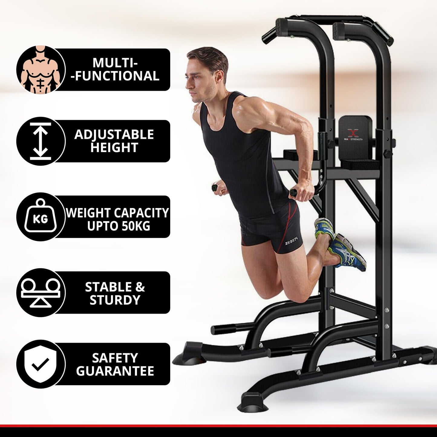 Max Strength Pull Up Bar Dip Station for Home Gym
