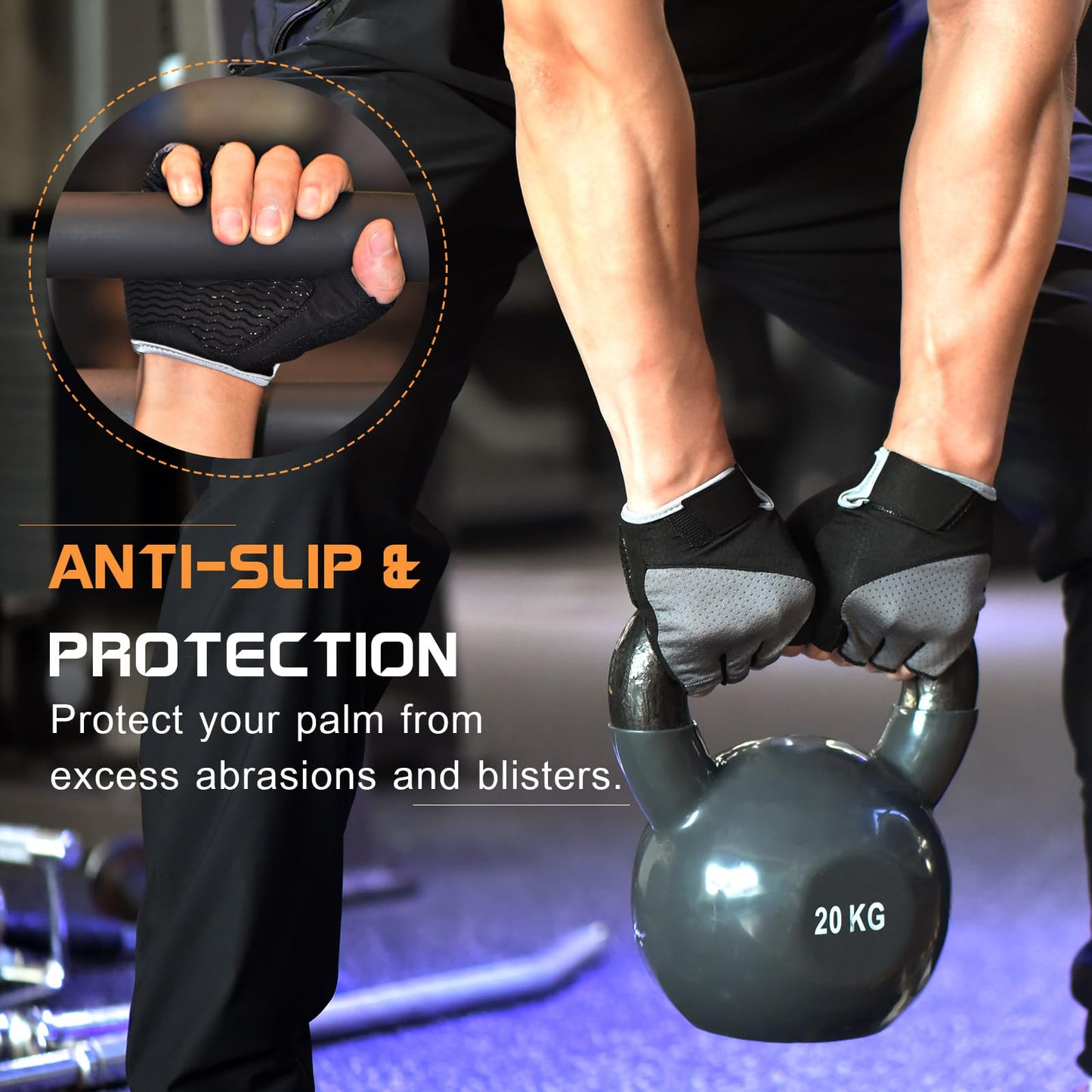 Gym Gloves, Workout Gloves, Fingerless Gloves for Weightlifting