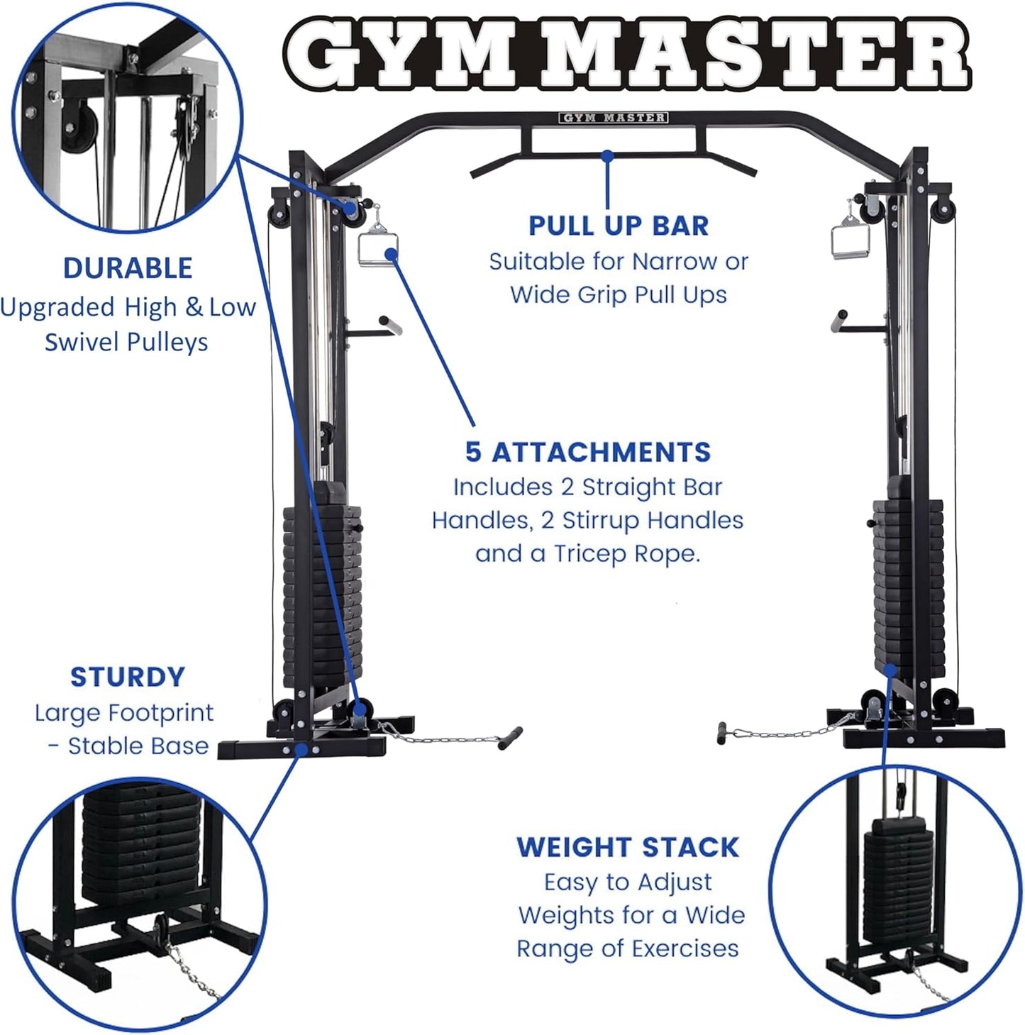 180kg Cable Crossover Machine With Upgraded Swivel Pulleys and Pull Up Chinning Bar