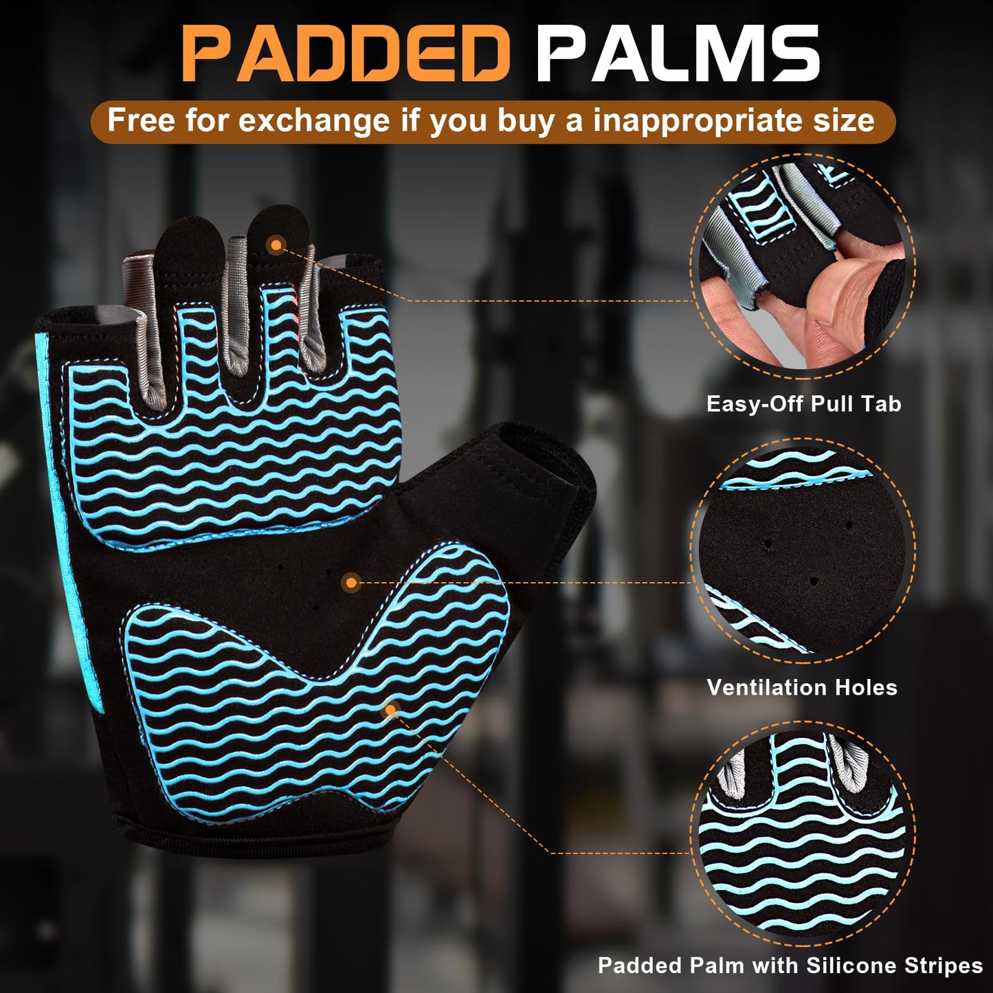 Gym Gloves, Workout Gloves, Fingerless Gloves for Weightlifting