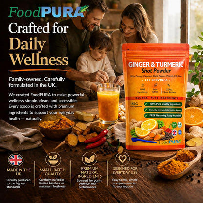 Ginger & Turmeric Shot Drink Powder 135 Servings 135g with Orange Cayenne Black Pepper