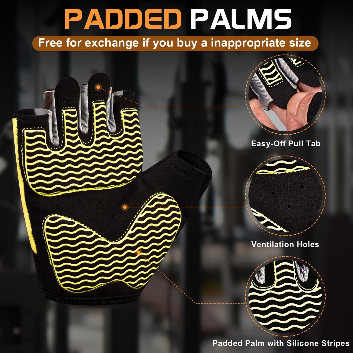 Gym Gloves, Workout Gloves, Fingerless Gloves for Weightlifting