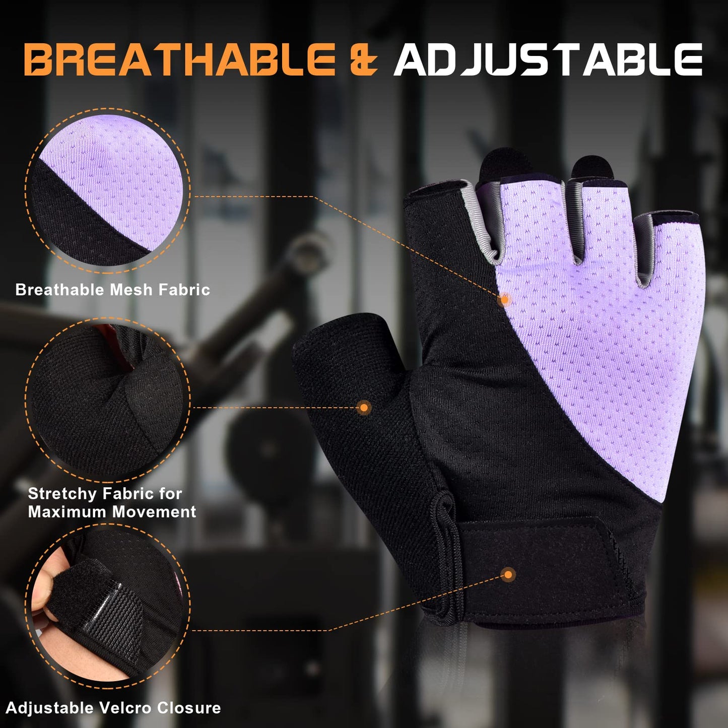 Gym Gloves, Workout Gloves, Fingerless Gloves for Weightlifting