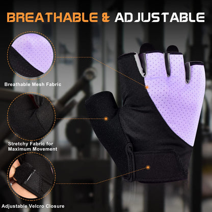 Gym Gloves, Workout Gloves, Fingerless Gloves for Weightlifting