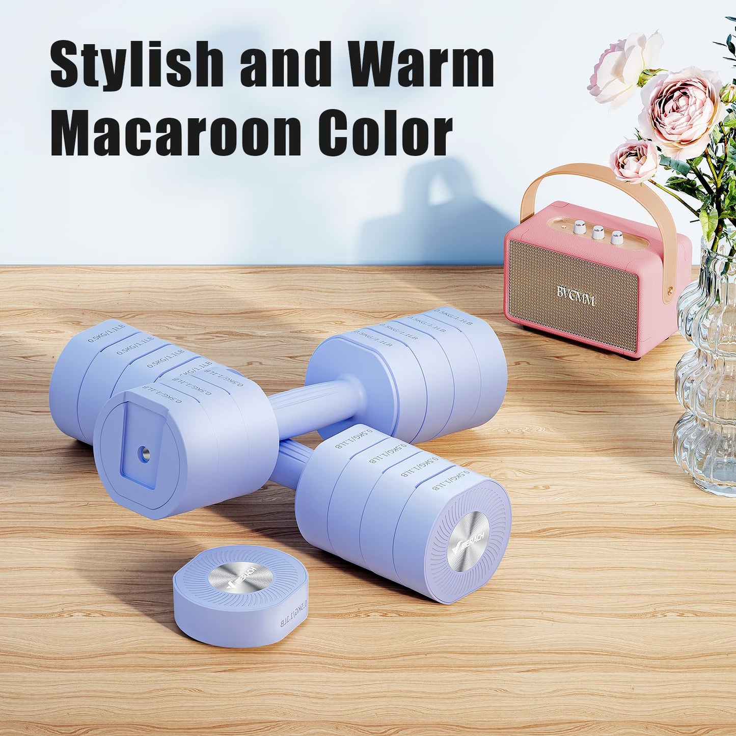 Adjustable Dumbbell Set of 2, 4 in 1 Hand Weights for Men/Women at Home