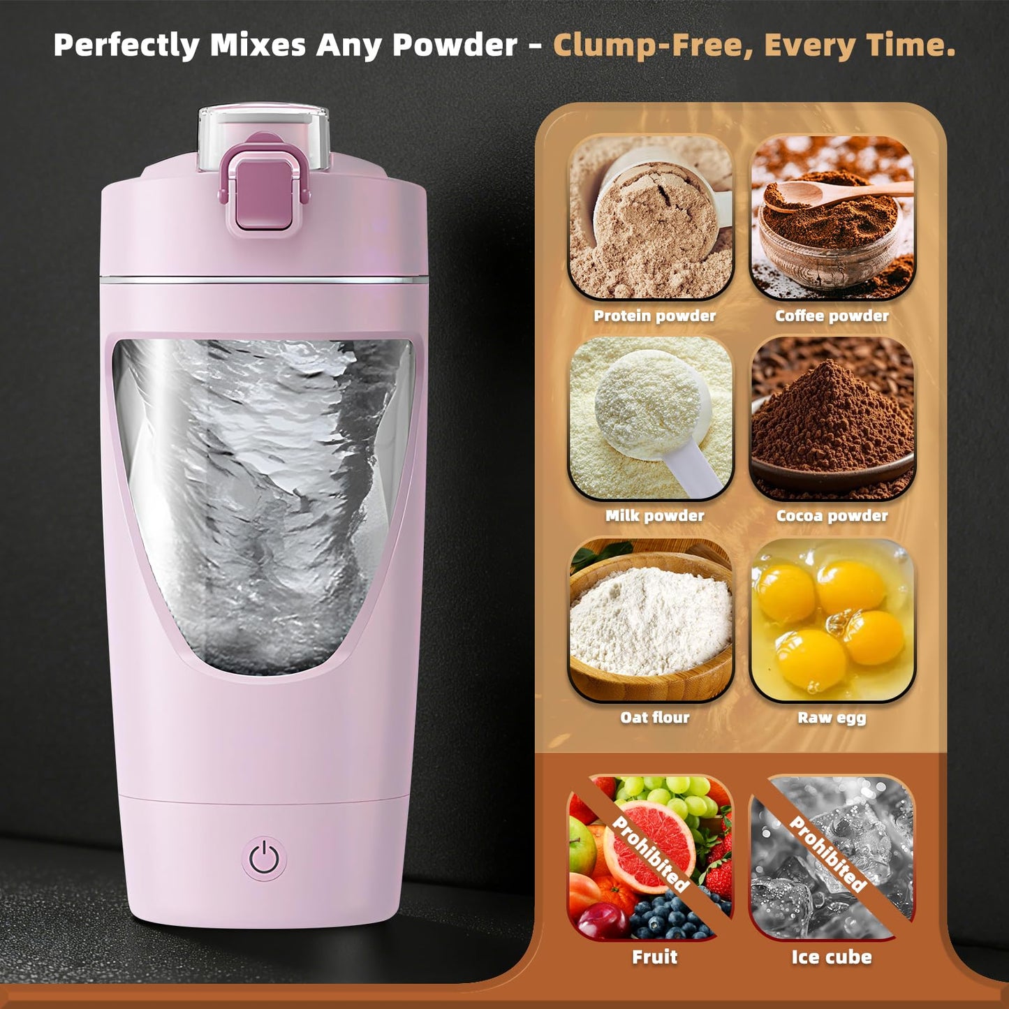 mountop Protein Shaker Bottle, USB-C Rechargeable