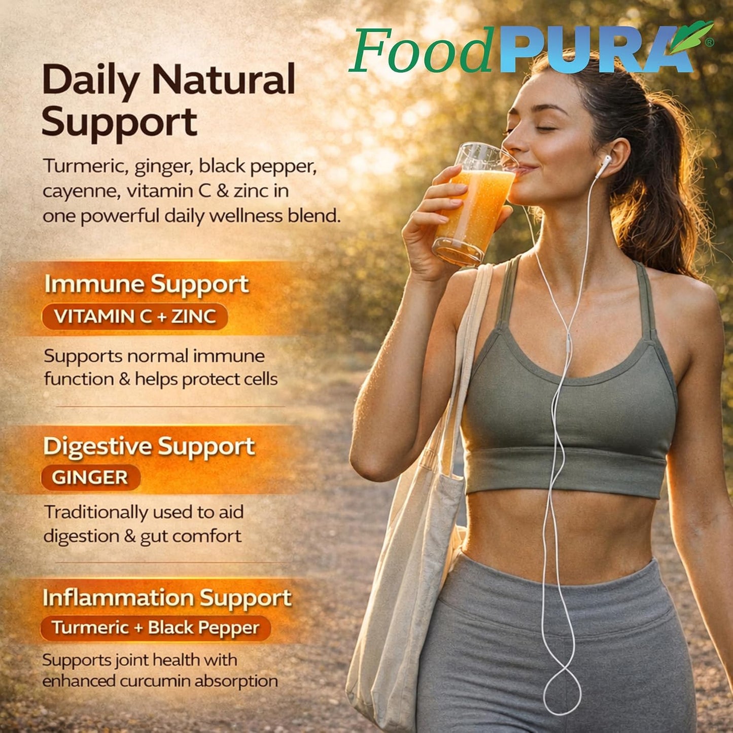 Ginger & Turmeric Shot Drink Powder 135 Servings 135g with Orange Cayenne Black Pepper