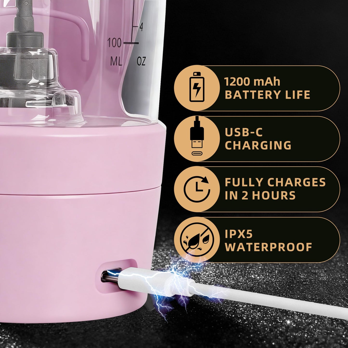 mountop Protein Shaker Bottle, USB-C Rechargeable