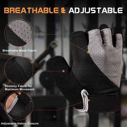 Gym Gloves, Workout Gloves, Fingerless Gloves for Weightlifting