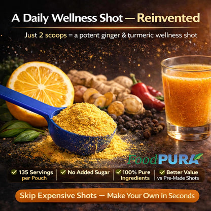 Ginger & Turmeric Shot Drink Powder 135 Servings 135g with Orange Cayenne Black Pepper